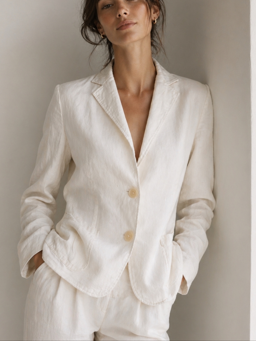 Lauren Ralph Lauren Pure Linen Blazer | Ivory Cream Tailored Jacket | Size 6